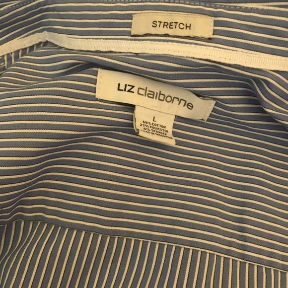 NWOT Blue Liz Claiborne Shirt Button down Short Sleeve LikeSize L - Picture 3 of 3